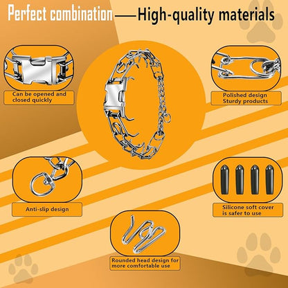 Quick Release Dog Collar, Metal Leash Collar for Small Dogs, Medium Dogs, Large Dogs (S (14-17" Neck))