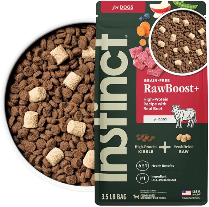 Instinct RawBoost, Natural Dry Dog Food with FreshDried Raw, High Protein, Grain-Free Recipe - Real Beef, 3.5 lb. Bag