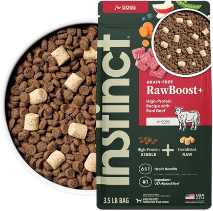 Instinct RawBoost, Natural Dry Dog Food with FreshDried Raw, High Protein, Grain-Free Recipe - Real Beef, 3.5 lb. Bag