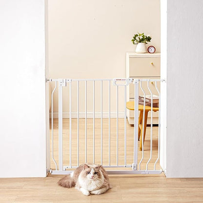 VEVOR Baby Gate, 29.5-37 in Adjustable Width, 30in High Dog Gate, Easy Step Walk Thru, Auto Close, Child Pet Security, with Pressure Mount Kit and Wall Mount Kit, for Stairs Doorways and House, White