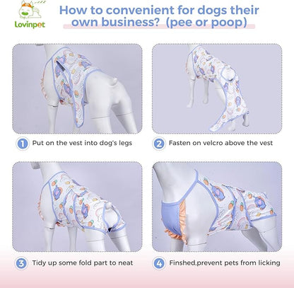 LovinPet Dog Recovery Suit for Large Medium Dogs - Dog's Bodysuit Wound Protective Surgical for Abdominal Wounds After Surgery Anti-Licking Dog Onesies,Elephant,Yellow,M