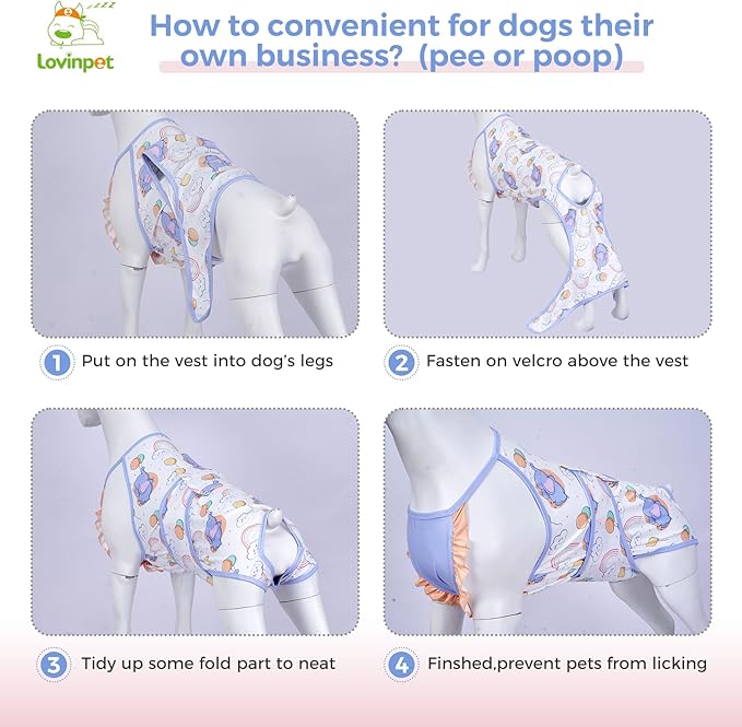 LovinPet Dog Recovery Suit for Large Medium Dogs - Dog's Bodysuit Wound Protective Surgical for Abdominal Wounds After Surgery Anti-Licking Dog Onesies,Elephant,Yellow,XXL
