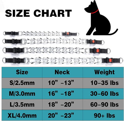 Dog Prong Collar, Walking Training Collar for Small Medium Large Dogs with Quick Release Buckle, Adjustable Pinch Collar with Rubber Caps, No Pull Dog Collar Prong(M,16"-18")