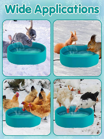 3.7L Heated Water Bowl for Outdoor Dogs Cats - 30W Thermostatic Control Heating Pet Bowl with 6.6Ft Bite-Proof Cord for Winter Chickens