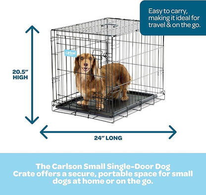 Carlson Pet Products SECURE AND FOLDABLE Single Door Metal Dog Crate, Small, 24.0"L x 18.0"W x 19.0"H
