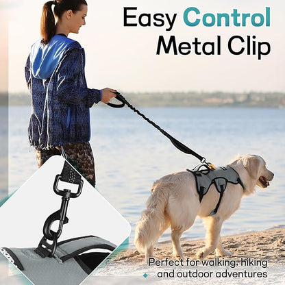 rabbitgoo Escape Proof Dog Harness, Soft Padded Full Body Pet Harness, Reflective Adjustable No Pull Vest with Lift Handle and Leash Clip for Large Dogs Walking Hiking Training, L, Grey