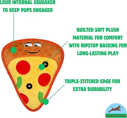 Durable Pizza Squeaky Dog Toy for Aggressive Chewers, Tough Aggressive Dog Chew Toy, Chewer Dog Toy for Puppy, Small, Medium and Large Dogs