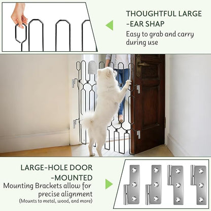 Metal Retractable Door Barrier, Front Door Dog Barrier, 28.4" Wide x 35" Tall, Safety Pet Gate for Front Door & RV, Easy Install Dog Gate, Indoor/Outdoor, Open-Angle Fit