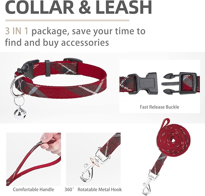 PUPTECK Adjustable Dog Harness Collar and Leash Set Step in No Pull Pet Harness for Small Medium Dogs Puppy and Cats Outdoor Walking Running, Soft Mesh Padded Reflective Vest Harnesses, Red M