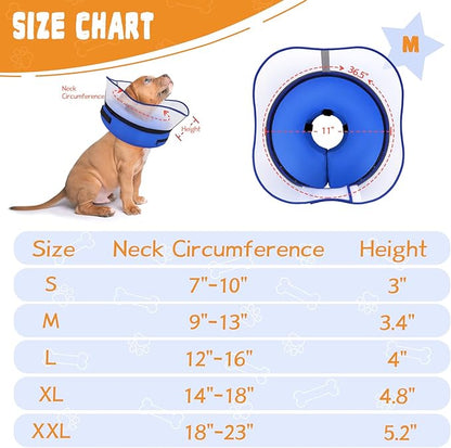 Elevated Inflatable Dog Cone Collar Alternative After Surgery, Dog Donut Collar, Soft Pet Cone to Stop Licking for Small Medium Large Dogs