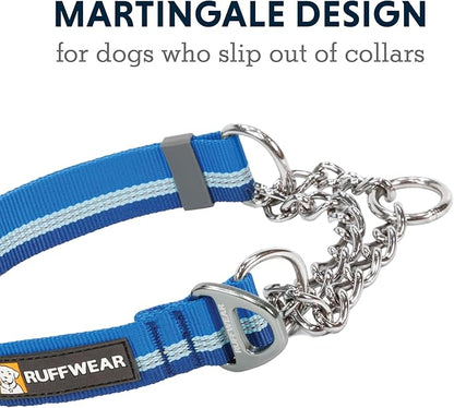 Ruffwear, Chain Reaction Dog Collar, Adjustable Reflective Martingale Escape-Proof Collar with Stainless Steel Chain, Professional Training Control, Blue Pool, 14"-20"