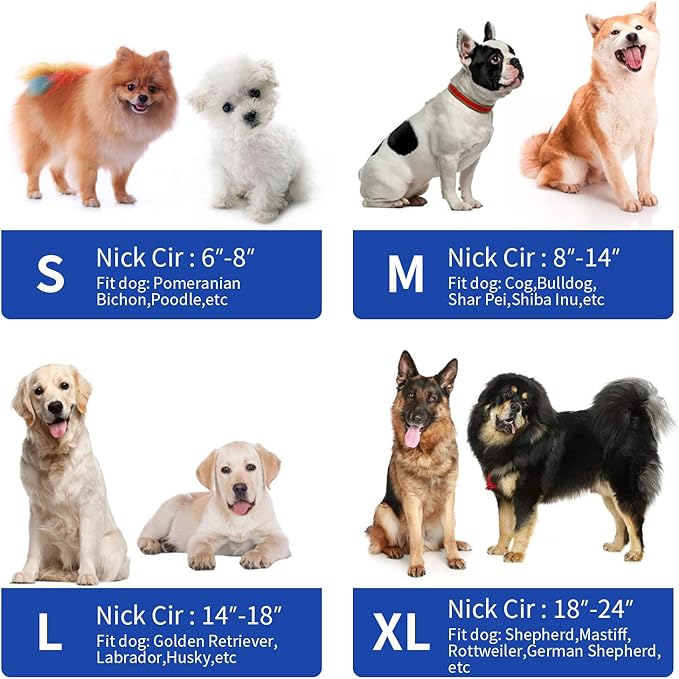 MCHY Inflatable Dog Cone,Adjustable Recovery Collar for Dogs After Surgery,Prevent from Biting & Scratching,Not Block Vision (Blue, M-Neck 10''- 14'')