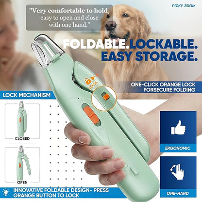 2-in-1 Dog & Cat Nail Clippers and Grinder with Light – Upgraded Safety Guard to Avoid Overcutting, Sharp Blade, Painless Quiet Pet Nail Claw Trimmers, Professional Grooming Tool for Large Small Pets