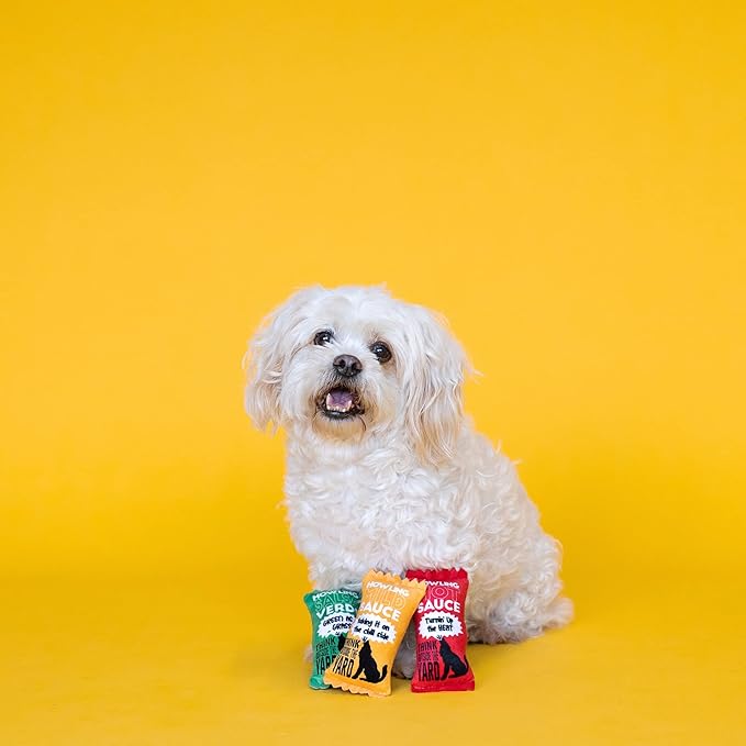 Fringe Studio Plush Dog Toy, Howling HOT Sauce, 3 Piece Set, for Small Dogs, Wagsdale Dog Toy Collection (289510), Multi-Colored