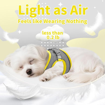 AIITLE Escape Proof Dog Harness - Step in Adjustable Dog Harness No Choke Over with Breathable Mesh and Quick-Release Buckle for All Weather- Outdoor Walking, Training for Medium Dogs Yellow XL