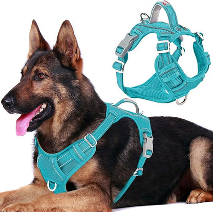 BARKBAY Dog Harness No Pull with ID Tag Pocket - Heavy Duty, Reflective, Easy Control for Large Dogs(Ocean Blue,XL)