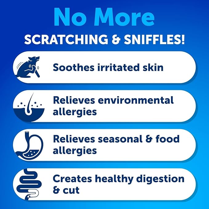 Dog Allergy Relief Chews - Itching Skin Relief for Dogs - 180 Soft Treats - Fish Oil - Omega 3 - Seasonal Allergies Pills - Skin & Coat, Anti Itch,Hot Spots Treatment - Canine Immune Health Supplement