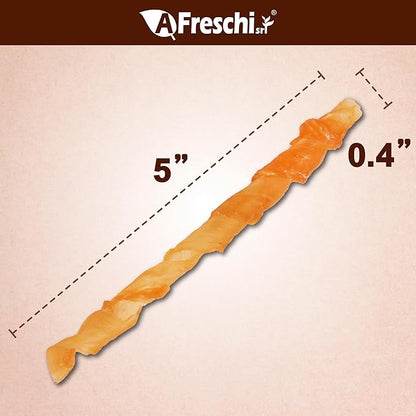 A Freschi srl Turkey Tendons for Dogs, USA-Sourced, Healthy Dog Treats, Rawhide-Free Puppy Chews, Long Lasting, All Natural, Hypoallergenic Dog Treats, Coil (L), 3 oz Pack
