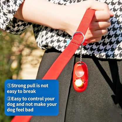 BAAPET 15/20/30/50/100 ft Long Dog Training Leash with Clickers for Small, Medium and Large Dogs or Cats (15 Feet, Red)