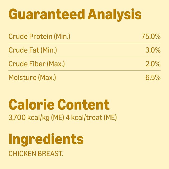 Amazon Basics Dog Treats Freeze Dried Raw Single Ingredient Chicken Breast, High Protein, Healthy Training Treats or Meal Topper for all Dogs, Grain-Free, 3 Oz (Pack of 1) (Previously Wag)