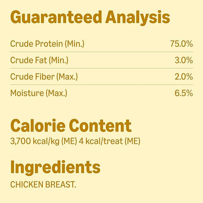 Amazon Basics Dog Treats Freeze Dried Raw Single Ingredient Chicken Breast, High Protein, Healthy Training Treats or Meal Topper for all Dogs, Grain-Free, 3 Oz (Pack of 1) (Previously Wag)