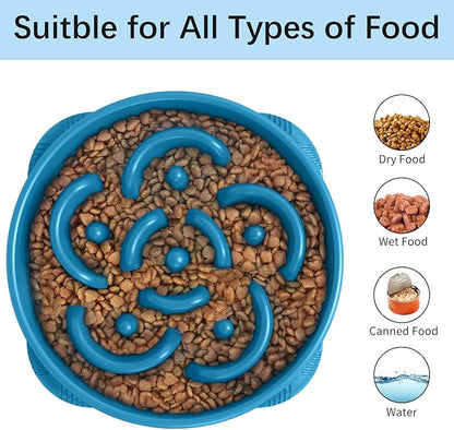 MateeyLife Large Slow Feeder Dog Bowls 2PCS, Anti-Choking Puzzle Dog Food Bowls, Anti-Slip Interactive Feeding Slow Down Eating, Bloat Stop Maze Dishes for Large Breeds 4 Cups Purple&DarkBlue