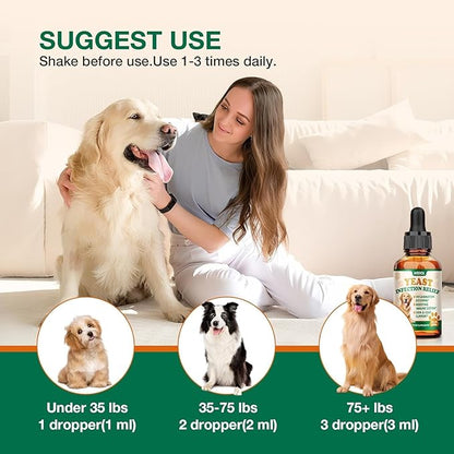 Yeast Infection Treatment for Dogs & Cats - Dog Ear & Skin Itch Relief - Supports Immune Health with Multivitamins Probiotics, 2 fl oz