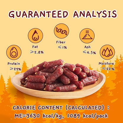 Jungle Calling Soft Beef Sausage Dog Treats, Grain-Free High Protein Tender Beef Jerky, Easy to Chew Training Treats for Small & Medium Dogs, 10.6 oz