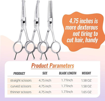 Dog Grooming Scissors: 3 in 1 Pet Shears Set Made of Advanced JP440C Stainless Steel Alloy for Trimming Dogs Cats and Other Pets Face and Paws