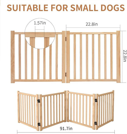 YOCAN Paint-Free Wooden Freestanding Dog Gates for The House,Doorways, Stairs,Wood Dog Fences Indoor Pet Gate,Step Over Fence-2 Panel H:23"(2PC)