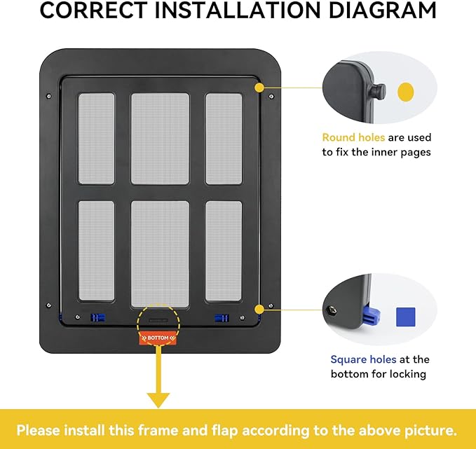 Enjoying Dog Door for Screen Doors, Passage Opening 11.2" x 14.4", Access Freely, Magnetic Swing Flap, Large Pet Door for Sliding Screen Doors, Lockable, Black