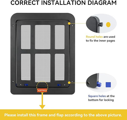 Enjoying Dog Door for Screen Doors, Passage Opening 11.2" x 14.4", Access Freely, Magnetic Swing Flap, Large Pet Door for Sliding Screen Doors, Lockable, Black