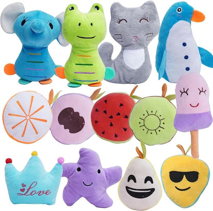 HDMOTU Pack of 26 Soft Small Medium Dog Squeaky Toys,Cute Puppy Favorite Comfortable Squeakers Toy,Multicolored for Puppy