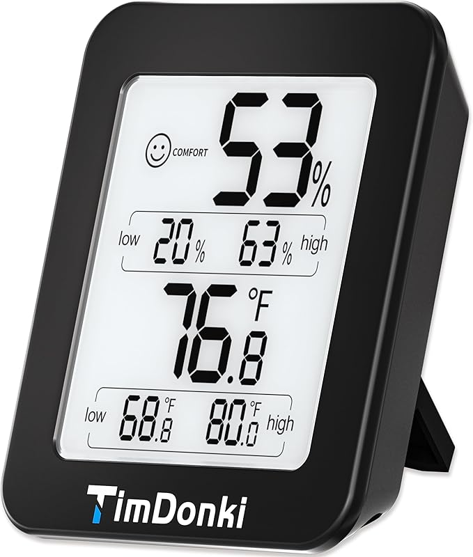 Digital Hygrometer with Max and Min Records 10s Fast Refresh Accurate-Hygrometer Room Thermometer Indoor for Home/Bedroom/Baby Room/Office/Greenhouse/Cellar (Black)