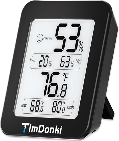 Digital Hygrometer with Max and Min Records 10s Fast Refresh Accurate-Hygrometer Room Thermometer Indoor for Home/Bedroom/Baby Room/Office/Greenhouse/Cellar (Black)