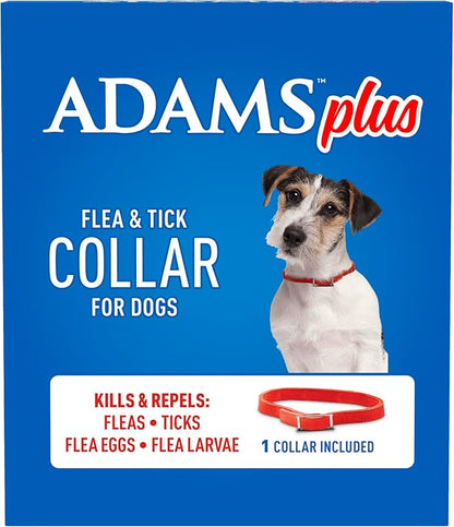 ADAMS Plus Flea & Tick Collar for Small Dogs, Flea Collar for 7-Month Prevention, Adjustable Collar Fits Small Dogs & Puppies, Kills Fleas & Ticks, 1 Count