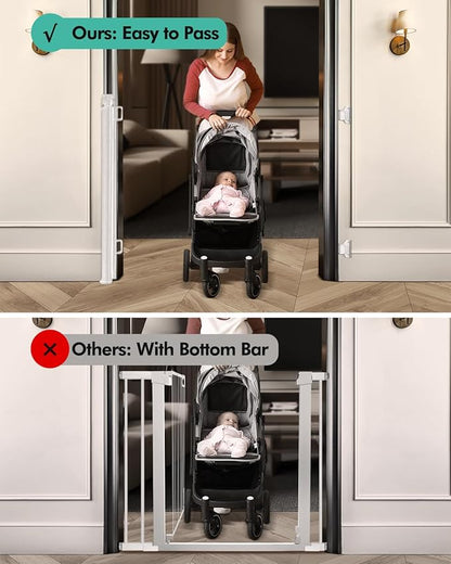 Retractable Baby Gates, Mesh Dog Gate for Doorways, 33.6" Tall, Expands to 55" Wide,Pet Safety Essential Fit for Baseboards, Wide Toddlers Gates for Hallways, Indoor & Outdoor,White
