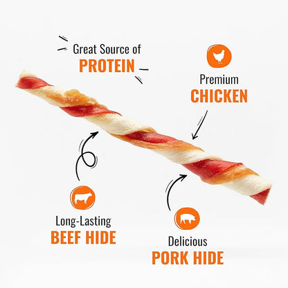 Good ‘n’ Fun Triple Flavor Twists for All Dogs, 70 Count, Treat Your Dog to Long-Lasting Chews Made with Beef Hide, Pork Hide and Chicken