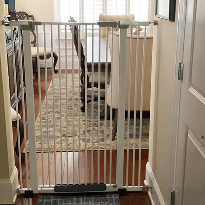 SHYUJAJIE 51.18 Inch Extra Tall Pet Gate, 29.5-43" Adjustable Wide Auto Close Dog Gates, Pressure Mounted Walk Through Tall Cat Gate for Doorways,Hallway,Stairs（White）