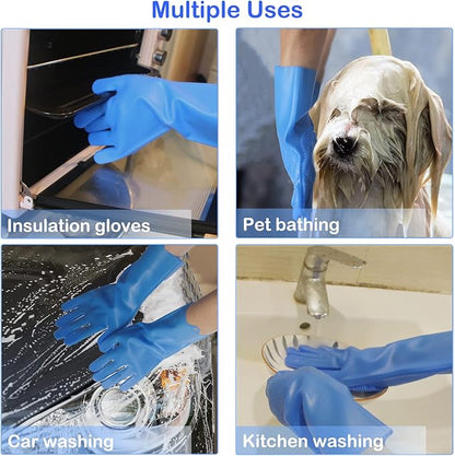 Pet Grooming Gloves, Dog Washing Gloves with High-Density Teeth, Heat Resistant Silicone Cat Hair Remover with Enhanced Five Finger Design, Bathing and Massaging for Dogs and Cats