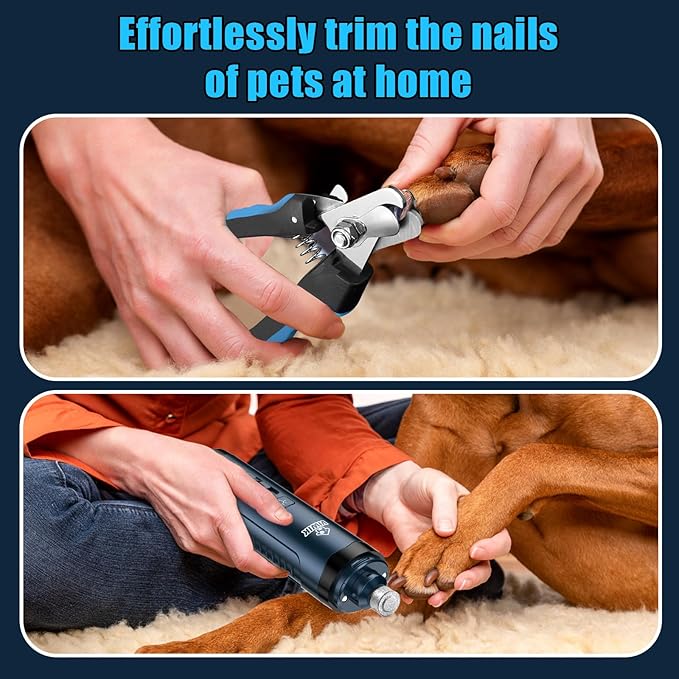 VIWIK Dog Nail Grinder, Dog Nail Trimmers with LED Lights, Pet Nail Clippers Kit for Large Medium Small Dogs & Cats, 2-Speed Quiet Electric USB Rechargeable Pet Paws Grooming Tool Blue