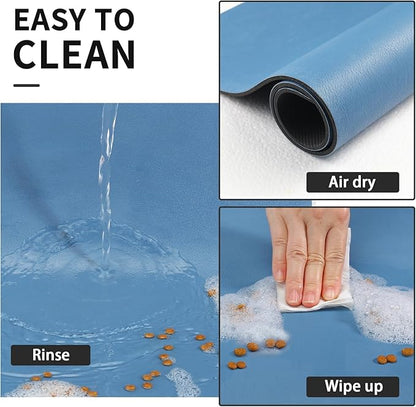HotLive Dog Food Mat - Absorbent Cat Mat for Food and Water, No Stains Pet Feeding Bowl Mat, Easy to Clean Pet Placemats, Quick Dry Dog Water Dispenser Mat for Messy Drinkers | Blue 18"x28"