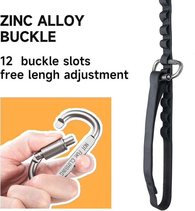 EXCELLENT ELITE SPANKER Tactical Bungee Dog Leash Military Adjustable Dog Leash Quick Release Elastic Leads Rope with 2 Control Handle(Black