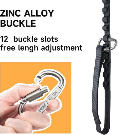 EXCELLENT ELITE SPANKER Tactical Bungee Dog Leash Military Adjustable Dog Leash Quick Release Elastic Leads Rope with 2 Control Handle(Black