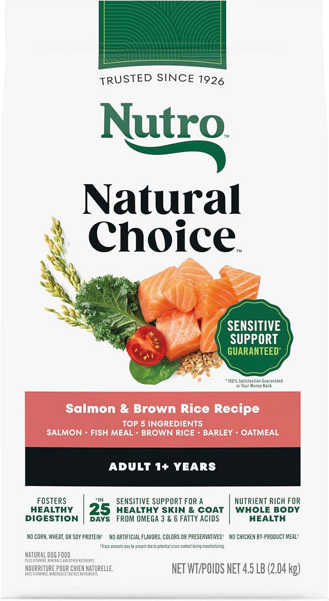 Nutro Natural Choice Adult Dry Dog Food, Salmon & Brown Rice Recipe, 4.5 lb. Bag