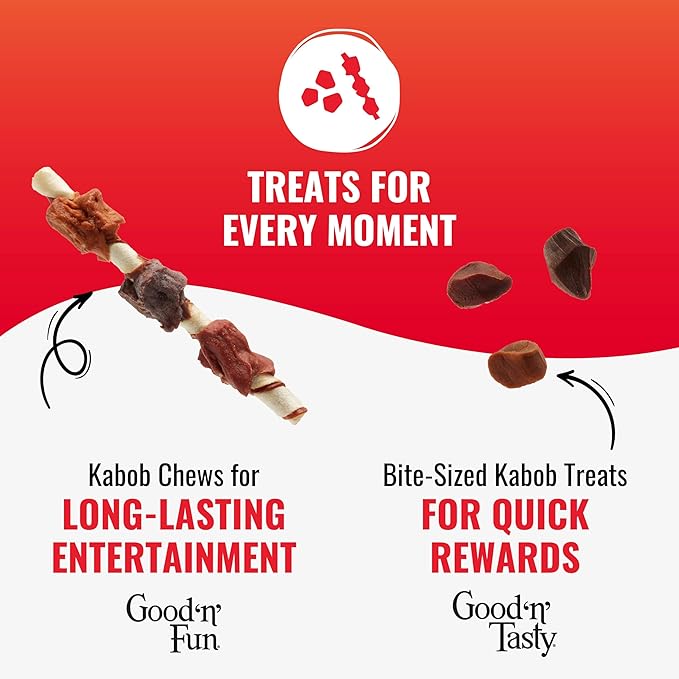 Good 'n' Tasty Kabob Bites Treat for All Dogs, 18 Ounces, Gourmet Dog Treats with Chicken, Duck or Chicken Liver, New Improved Formula for Softer Texture