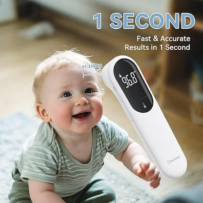 Berrcom Dual Probe Forehead Thermometer - No Touch Digital Thermometer for Adults, Kids, Babies with LED Display, Fever Alarm & Fast Reading