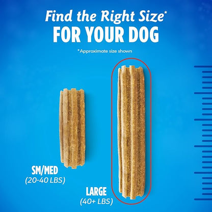 Dentalife Plus Digestive Support Dog Treats for Large Dogs 40 lbs. and up, Cleans Teeth, Freshens Breath, & Supports Healthy Gut, Chicken & Pumpkin Flavor, 7 oz., 6 Chews - 6 ct. Pouch (Pack of 2)