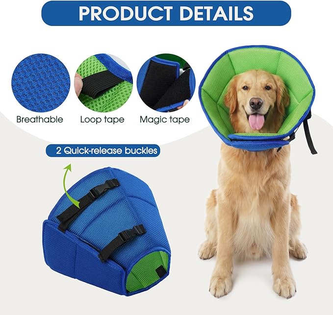 Dog Cone for Large Dogs After Surgery, Adjustable Soft Recovery Cone Collar for Dogs to Stop Licking, Professional Elizabethan Collar for Pet, Recovery Cones for Wound Healing & Hot Spots