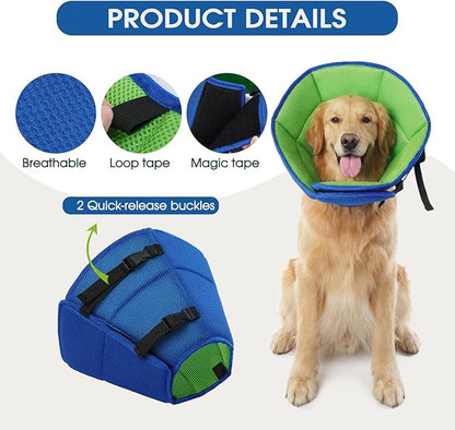 Dog Cone Collar After Surgery for Medium Dogs, Adjustable Soft Recovery Cone for Dogs to Stop Licking Biting, Comfortable Pet Elizabethan Alternative for Wound Healing